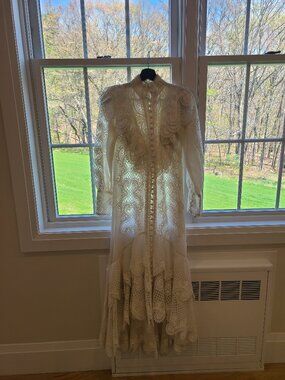 knee length dresses for ladies Zimmermann // Ivory Jude Crochet Trim Midi Dress  VSP Consignment